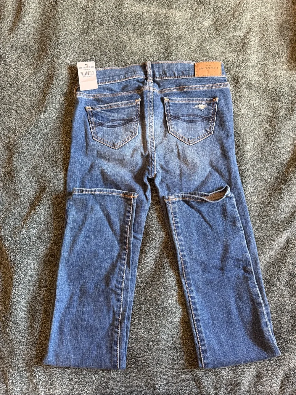 abercrombie kids distressed blue panel knee jeans